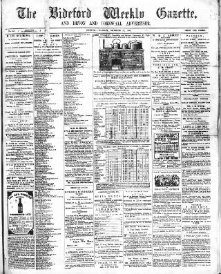 cover page of North Devon Gazette published on December 25, 1866