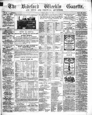 cover page of North Devon Gazette published on January 26, 1869