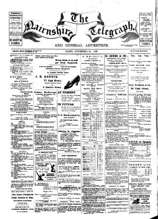 cover page of Nairnshire Telegraph and General Advertiser for the Northern Counties published on November 23, 1920