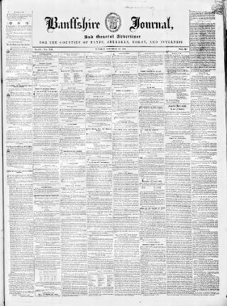 cover page of Banffshire Journal published on November 23, 1852