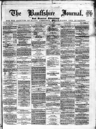 cover page of Banffshire Journal published on January 26, 1869