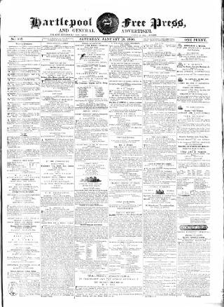 cover page of Hartlepool Free Press and General Advertiser published on January 28, 1860