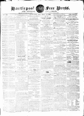 cover page of Hartlepool Free Press and General Advertiser published on November 3, 1860