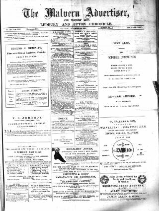 cover page of Malvern Advertiser published on November 24, 1877