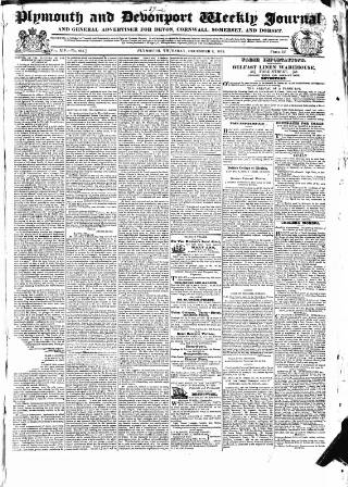 cover page of Plymouth and Devonport Weekly Journal published on December 6, 1832