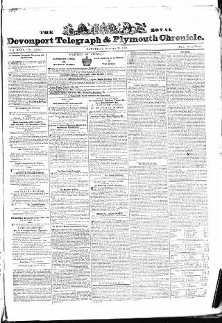 cover page of Royal Devonport Telegraph, and Plymouth Chronicle published on January 21, 1832