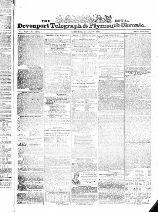 cover page of Royal Devonport Telegraph, and Plymouth Chronicle published on November 24, 1832