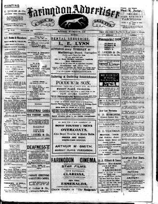 cover page of Faringdon Advertiser and Vale of the White Horse Gazette published on November 23, 1918