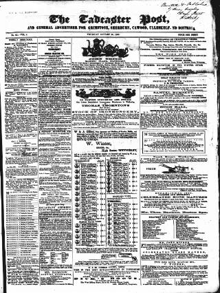 cover page of Tadcaster Post, and General Advertiser for Grimstone published on January 26, 1865