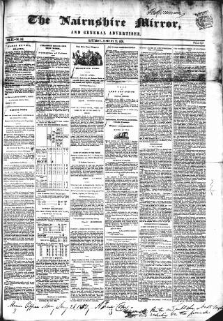 cover page of Nairnshire Mirror published on January 26, 1850