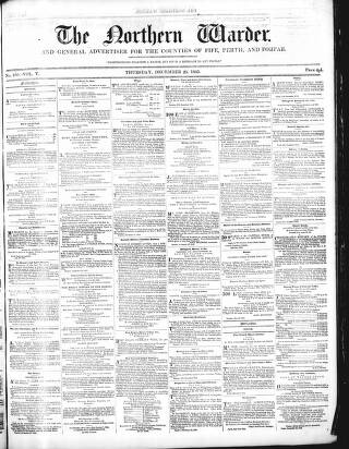 cover page of Northern Warder and General Advertiser for the Counties of Fife, Perth and Forfar published on December 25, 1845