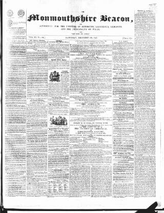 cover page of Monmouthshire Beacon published on December 25, 1847