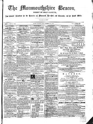 cover page of Monmouthshire Beacon published on November 23, 1861