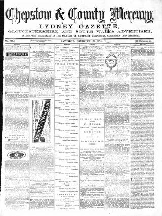 cover page of Chepstow & County Mercury published on November 28, 1874