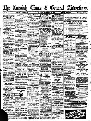 cover page of Cornish Times published on November 23, 1872