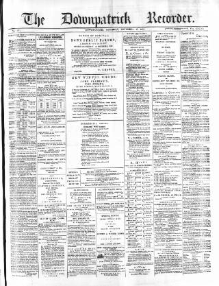 cover page of Downpatrick Recorder published on November 23, 1872