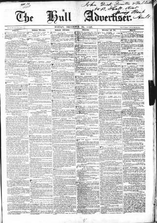 cover page of Hull Advertiser published on December 25, 1846