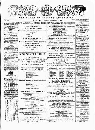 cover page of Coleraine Chronicle published on November 23, 1872