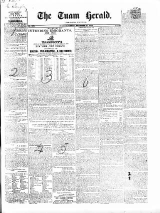 cover page of Tuam Herald published on November 23, 1850