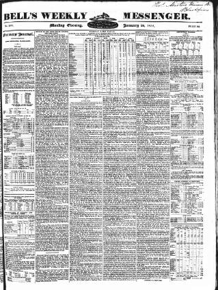 cover page of Bell's Weekly Messenger published on January 26, 1852