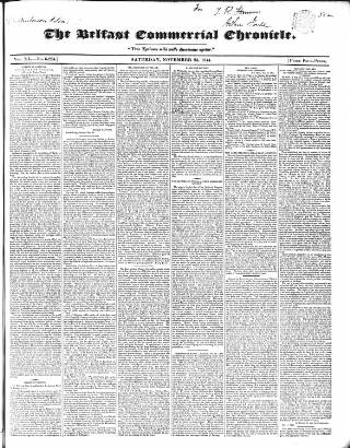 cover page of Belfast Commercial Chronicle published on November 23, 1844