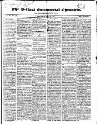 cover page of Belfast Commercial Chronicle published on December 25, 1847