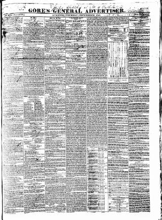 cover page of Gore's Liverpool General Advertiser published on November 23, 1843