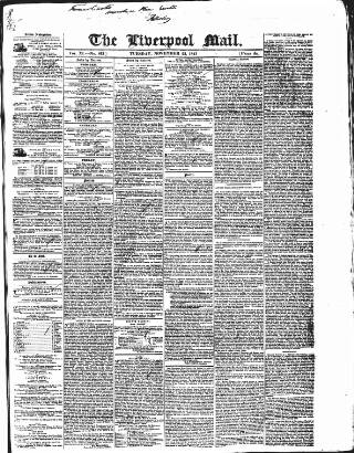 cover page of Liverpool Mail published on November 23, 1841