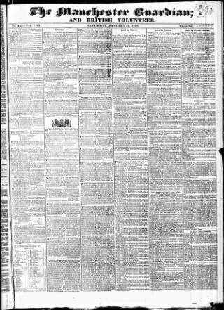 cover page of Manchester Guardian published on January 26, 1828