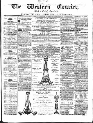 cover page of Western Courier, West of England Conservative, Plymouth and Devonport Advertiser published on November 23, 1853