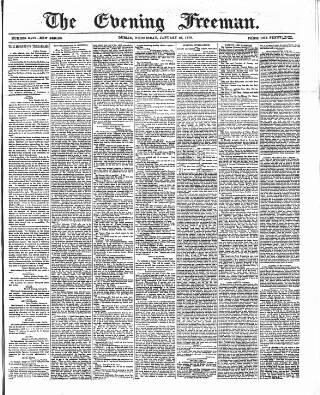 cover page of The Evening Freeman. published on January 26, 1870