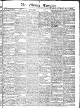 cover page of The Evening Chronicle published on November 23, 1836