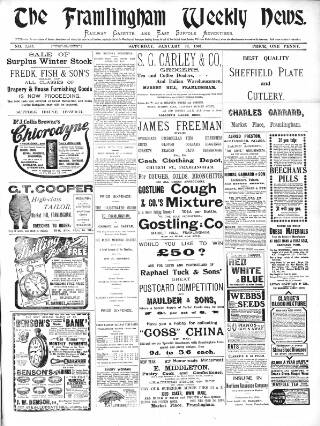 cover page of Framlingham Weekly News published on January 26, 1907