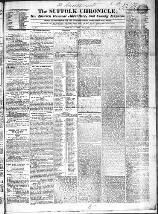 cover page of Suffolk Chronicle published on January 26, 1833