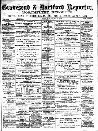 cover page of Gravesend Reporter, North Kent and South Essex Advertiser published on January 26, 1895