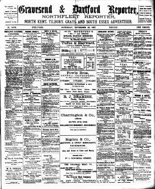 cover page of Gravesend Reporter, North Kent and South Essex Advertiser published on November 23, 1907