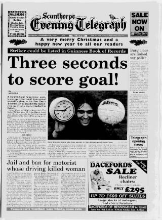 cover page of Scunthorpe Evening Telegraph published on December 26, 1998