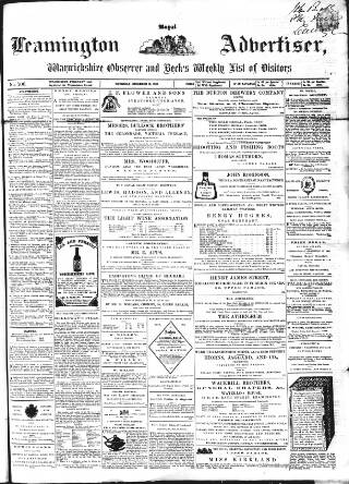 cover page of Leamington Advertiser, and Beck's List of Visitors published on December 25, 1862