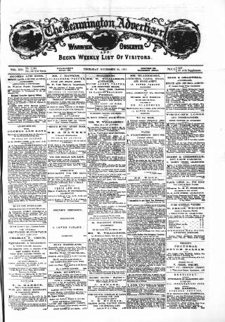 cover page of Leamington Advertiser, and Beck's List of Visitors published on November 23, 1871