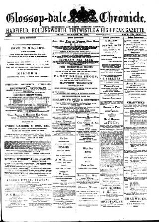 cover page of Glossop-dale Chronicle and North Derbyshire Reporter published on December 25, 1891