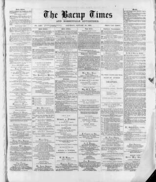 cover page of Bacup Times and Rossendale Advertiser published on January 26, 1889