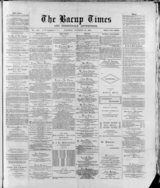 cover page of Bacup Times and Rossendale Advertiser published on November 23, 1889