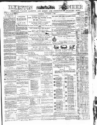 cover page of Ilkeston Pioneer published on November 1, 1866