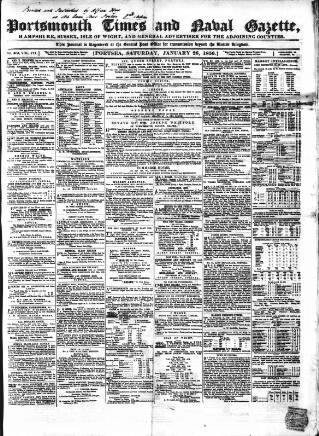 cover page of Portsmouth Times and Naval Gazette published on January 26, 1856