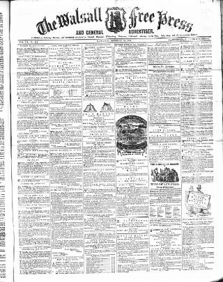 cover page of Walsall Free Press and General Advertiser published on December 25, 1858