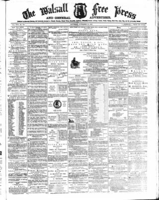 cover page of Walsall Free Press and General Advertiser published on November 23, 1872