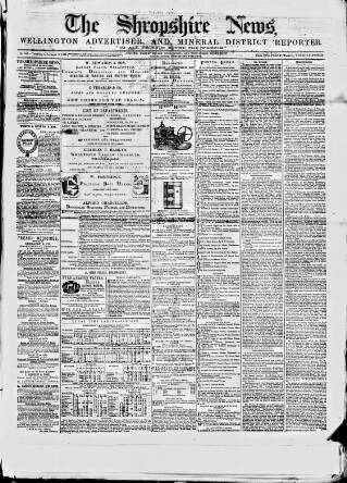 cover page of Shropshire News published on January 9, 1873