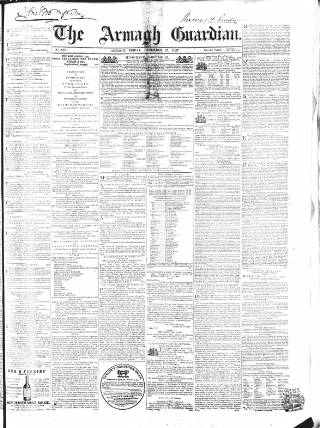 cover page of Armagh Guardian published on December 25, 1857