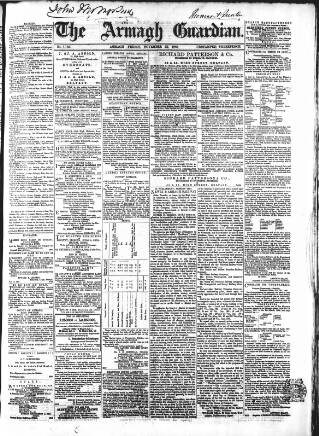 cover page of Armagh Guardian published on November 23, 1866