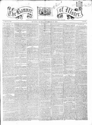 cover page of Banner of Ulster published on November 23, 1849